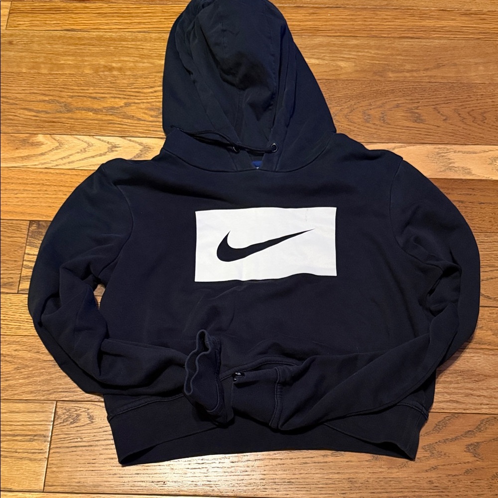 Women’s Nike Black Crop Hoodie with Logo
